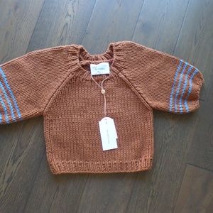 NWT THE WOLF GANG Bonbonera brown knitted cropped sweater short  sleeves sz  XS